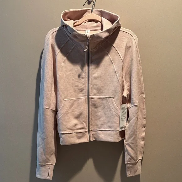 LULULEMON SCUBA OVERSIZED FULL ZIP HOODIE *WAFFLE HEATHERED MINK BERRY M/L NWT - Picture 5 of 12